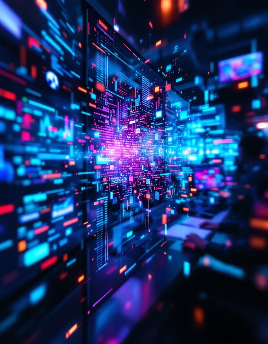 modern office space with diverse team working on AI risk management technology